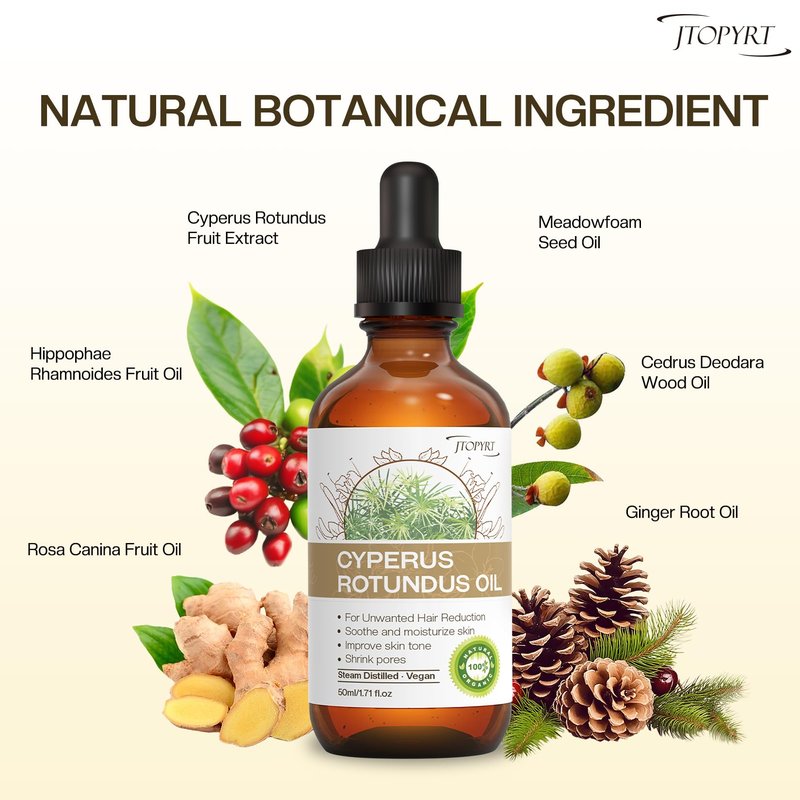 Jtopyrt Cyperus Rotundus Oil: Hair Removal Cypress Oil Reducing Hair Growth Facial Body Skin Care for Women Men 2 PACKS