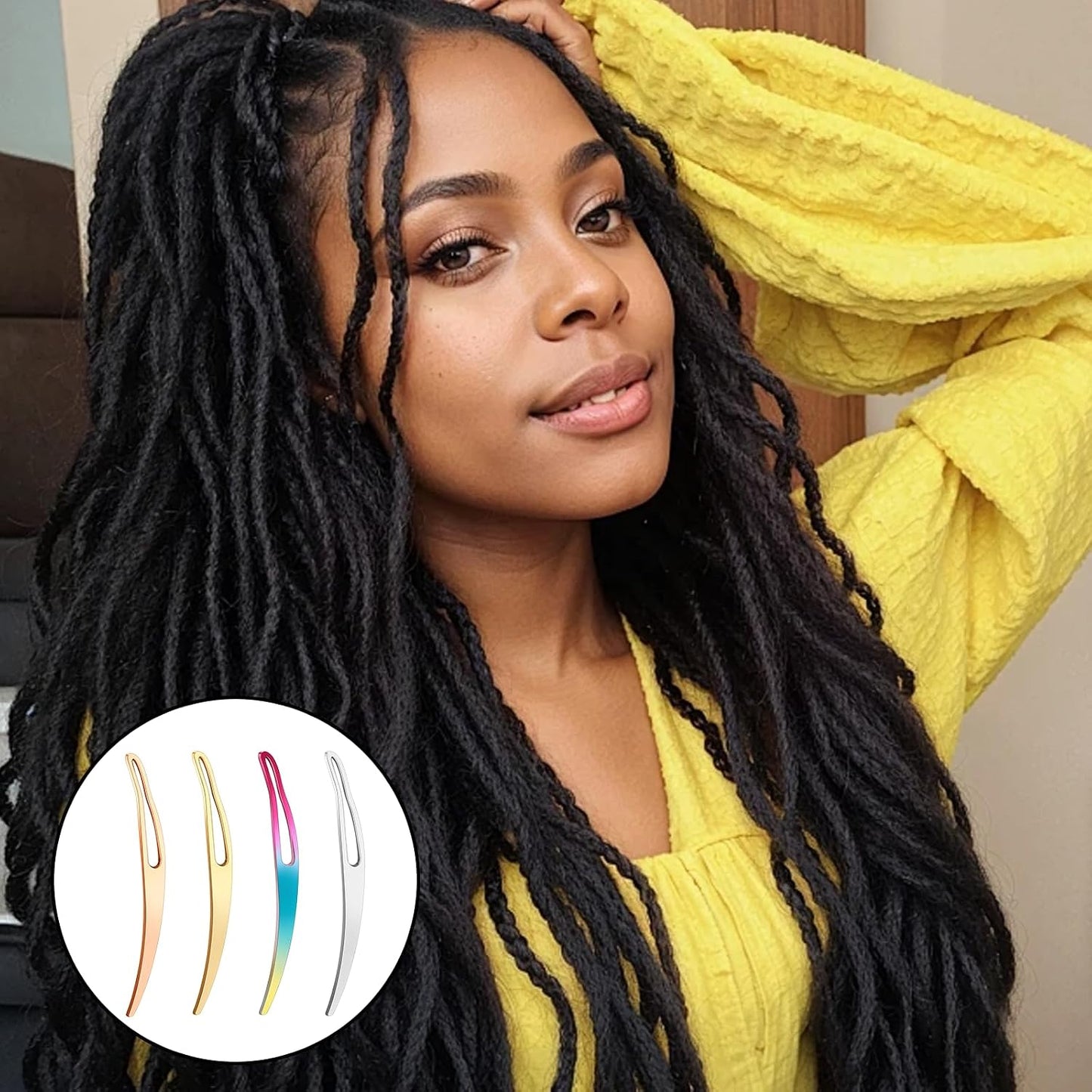 Interlocking Tool for Locs - 8pcs Sisterlock Retighten Kit | Bent-Hook Shape for Hair Repair & Dreadlock Tightening (4 Colors)