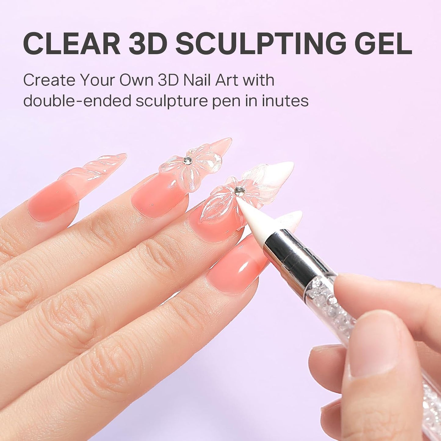 MIZHSE 3D Gel Nail Art - Clear Sculpting Gel for UV/LED Nails | Non-Sticky Molding Gel, 30g