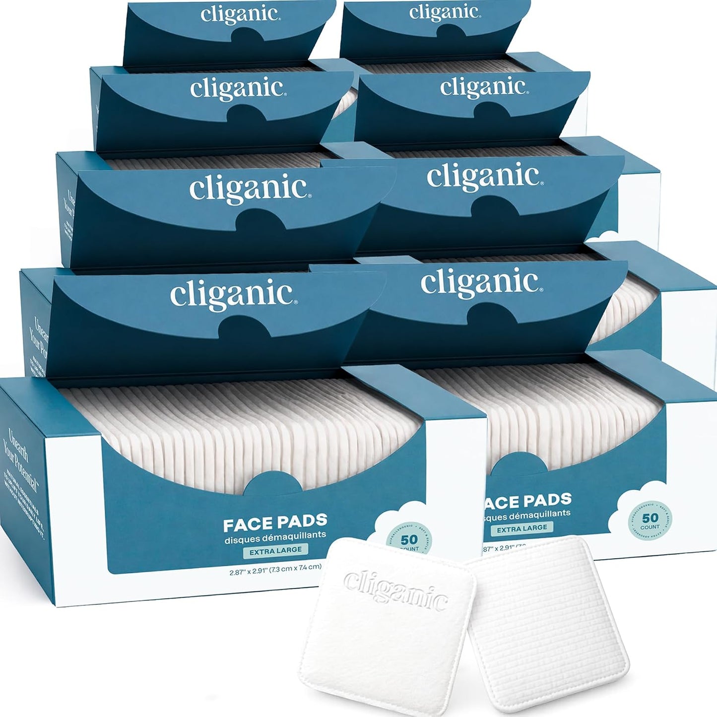Extra Large Face Pads - Soft, Ultra Absorbent & Hypoallergenic | 100 Count for Makeup & Daily Cleansing
