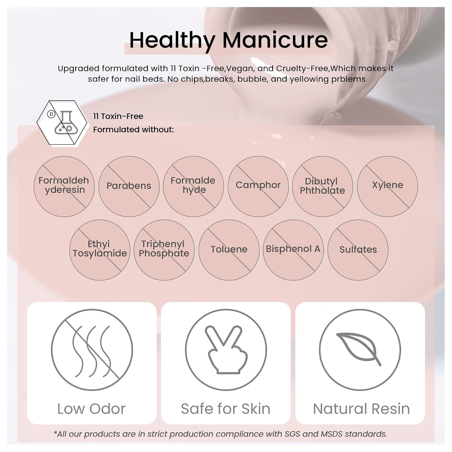 Light Pink Gel Nail Polish - 15ML Soak Off UV/LED for DIY Nail Art | Peach Pink Color, 0.5 OZ