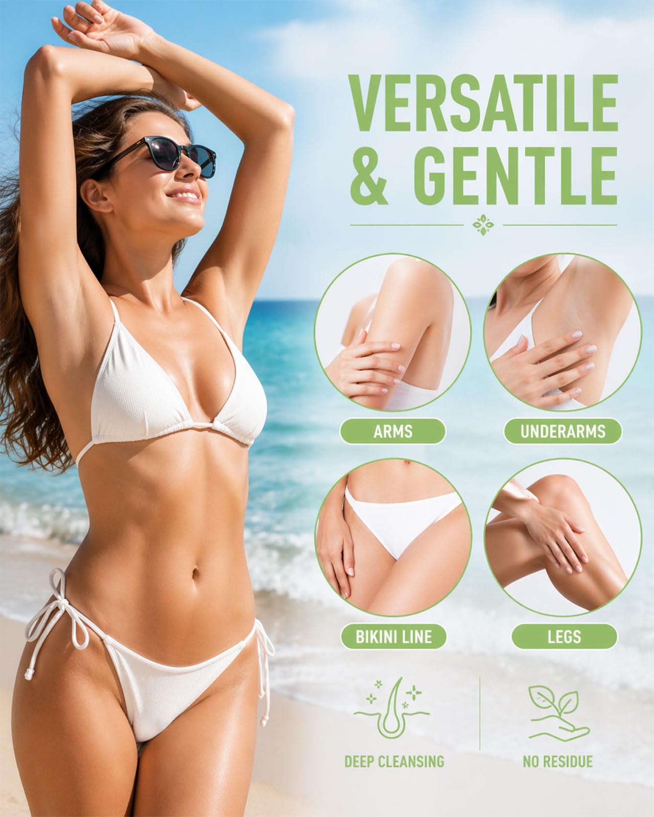 Body Hair Removal Cream for Women & Men – Gentle Depilatory Cream, Fast & Effective Body Hair Remover for Legs, Arms, Underarms & Bikini Line, Smooth & Soothing Skin Finish