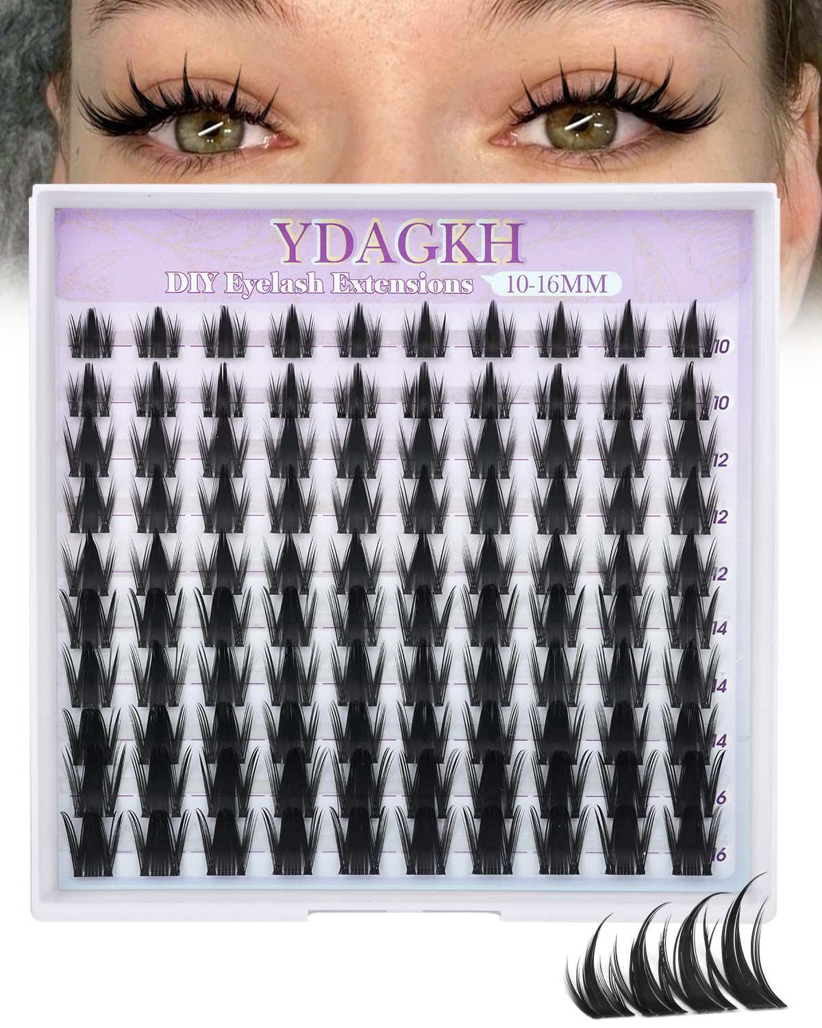 Anime Lash Clusters - Spiky Manga Eyelash Extensions with Invisible Band | 10-16mm Wispy 120 Pcs