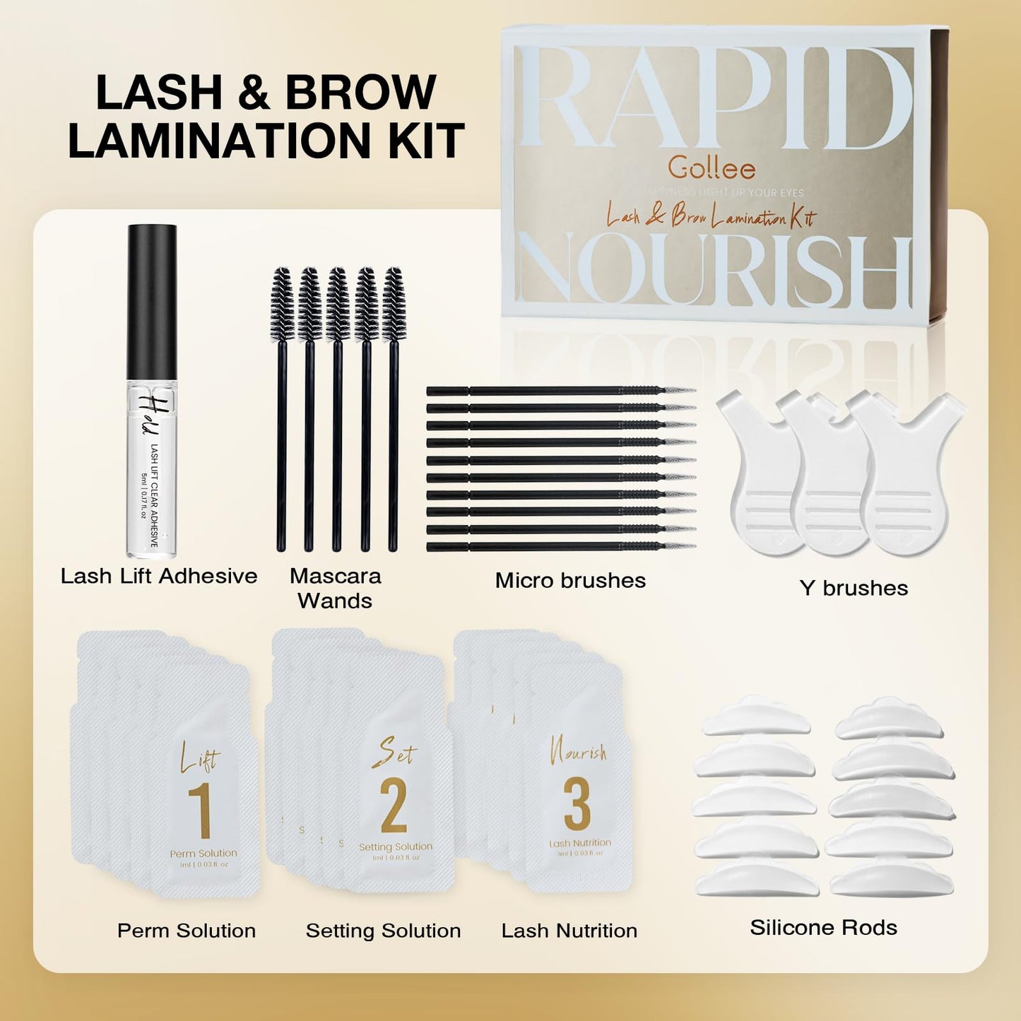 Lash Lift Kit, Sachet Sets Eyelash Perm & Brow Lamination Kit for DIY Home and Professional Use with Tools Fluffy, Fuller Brows & Easy Shaping
