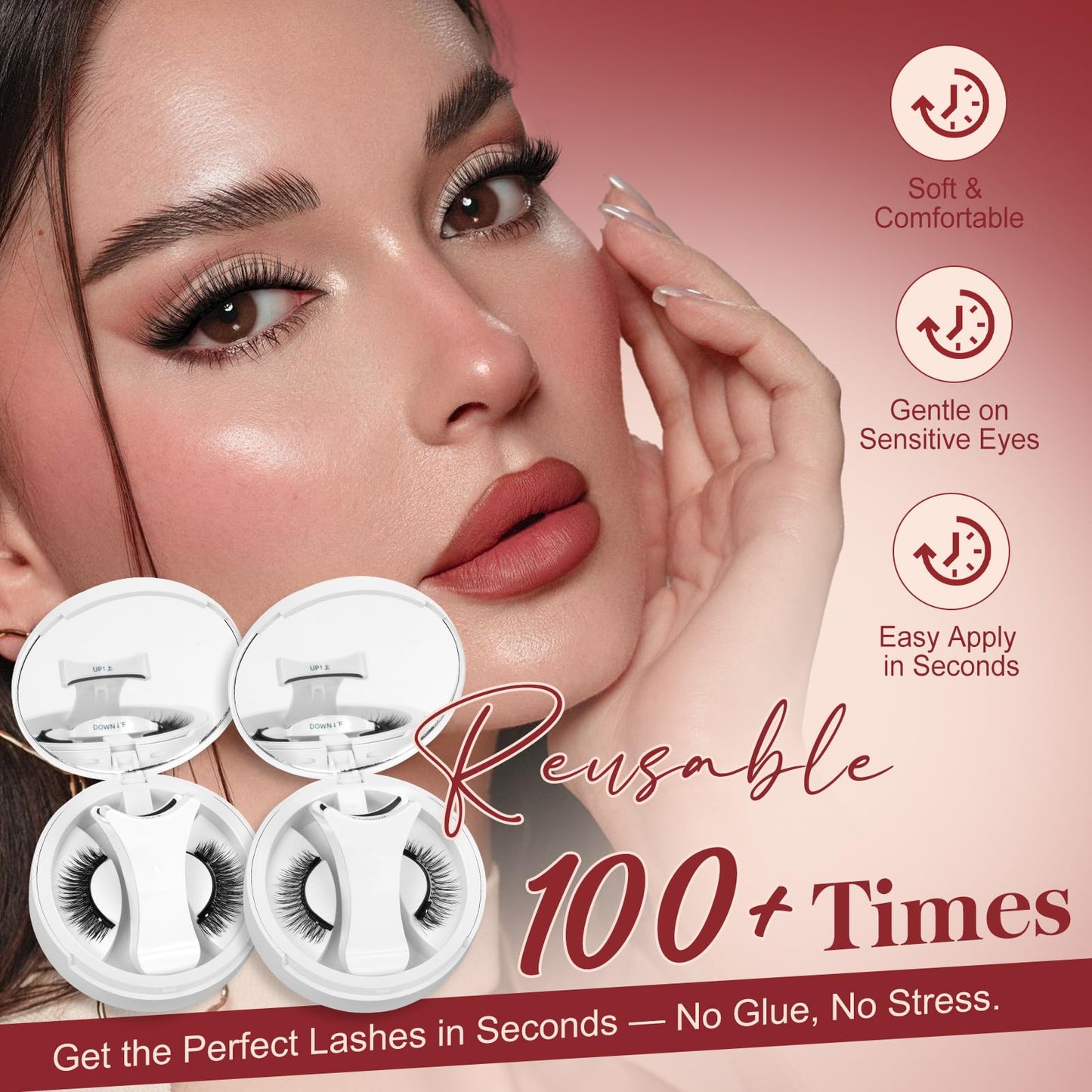 Higu clace Magnetic Eyelashes with Applicator 2 Pairs Magnetic Eyelashes No Glue Needed Reusable Magnet Lashes Natural Look Easy to Wear and Remove(NZH-A+MB)