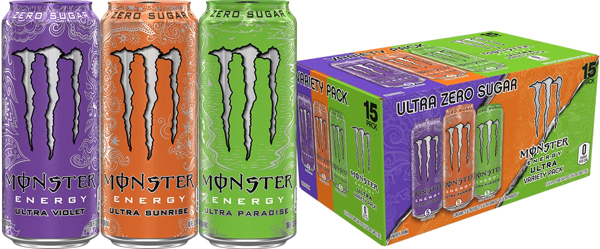 Monster Energy Zero Ultra Sugar Free Energy Drink - 16 Oz | Pack of 15 Cans