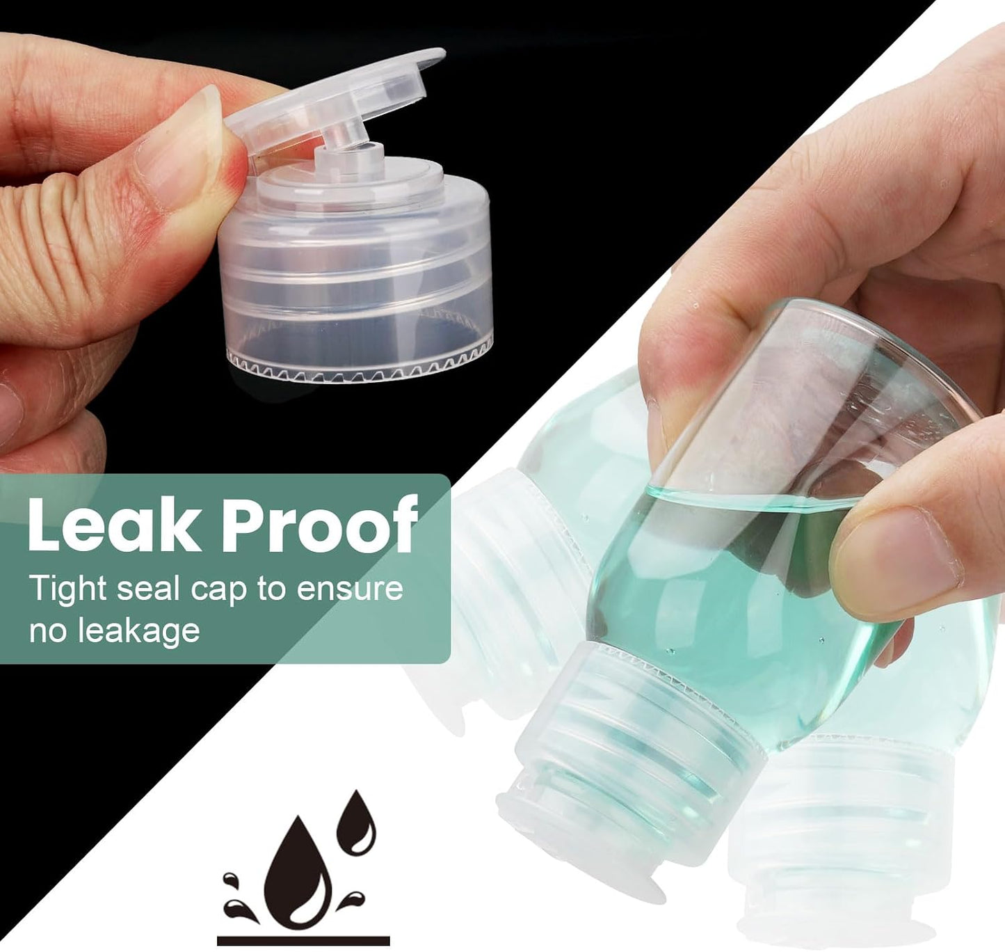 Travel Bottles for Toiletries - 6 Pack Leak Proof 2.2oz Containers | TSA Approved Squeeze Bottles for Shampoo & Conditioner