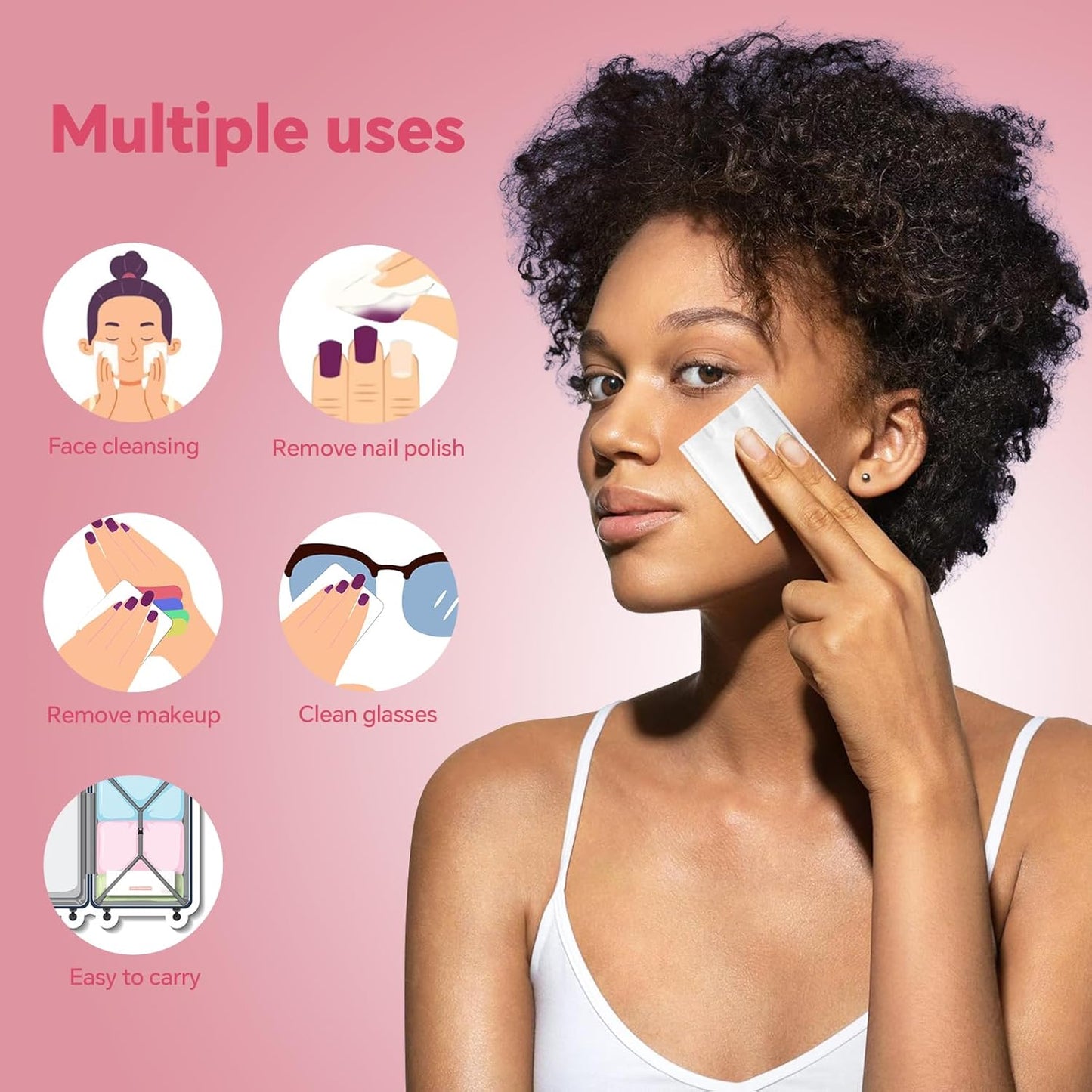 Square Cotton Pads - 475 Pcs Makeup Remover Squares for Face | 75 Thick & 400 Ultra-Thin for Daily Skin Care