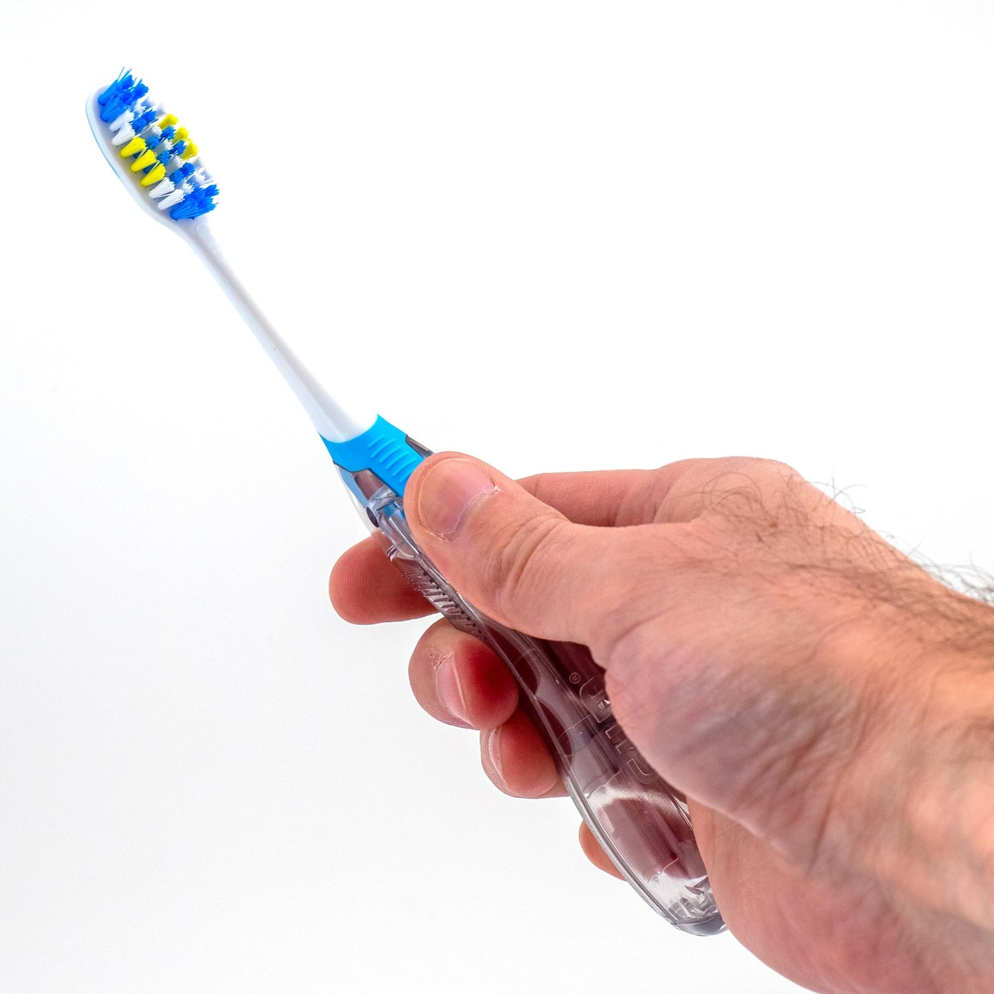 GUM Folding Travel Toothbrush for Adults, Soft-Bristled Compact Toothbrush with Tongue Scraper, 2 Count