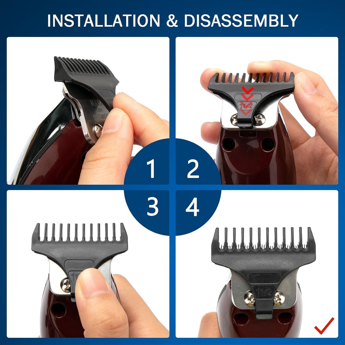 Wahl Professional T Wide Trimmer Guides Replacement Set - Fits 5 Star Detailer #2215 | 3-Pack