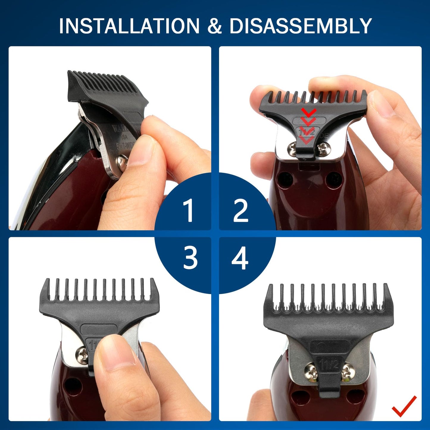 Professional Set of 3 T Wide Trimmer Guides Replacement For Wahl T Blade Guides #3792 – Fits the 5 Star Detailer #2215 T Wide Blade (2pack)