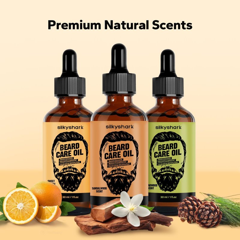 SilkyShark Beard Oil (1 Pack, 30ml), Beard Growth & Conditioning Oil for Men, Hydrating Beard Moisturizer for Grooming & Care, Majestic Oud