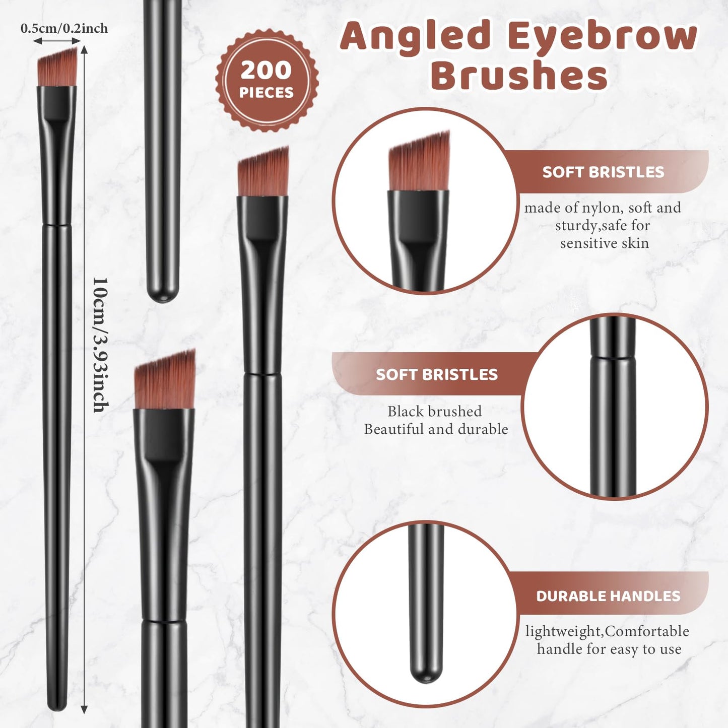 Gerrii 200 Pieces Disposable Angled Eyebrow Brushes Bulk Brow Tint Brushes Eye Makeup Brush Eyeliner Brush Tinting for Women Girls Salon Beauty Cosmetic Make up Tool Esthetician Supplies(Black)