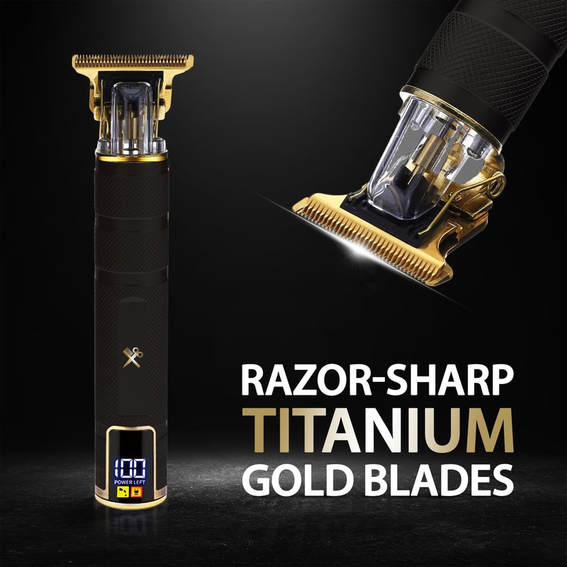 Cutting Edge T-Blade Trimmer for Men, Hypoallergenic T-Blade Trimmer with 4 Guide Combs (1mm, 2mm, 3mm, 4mm) LCD Screen, Rechargeable 120 Minute Run-Time, Bump-Free & Irritation-Free, Ergonomic Design