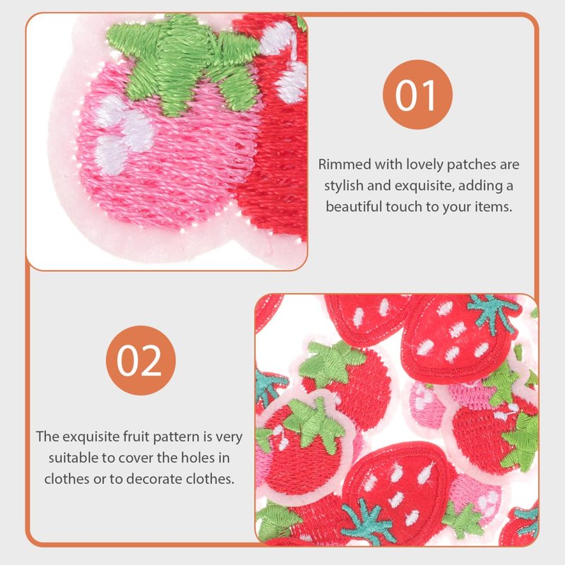 Ciieeo 60 pcs Sewing Embroidered Decoration Strawberry Iron Hats Iron-on Jeans Re Sew Applique Clothing T-Shirts Clothes Decor Back Accessories Ironing Patch Appliques for Replacement