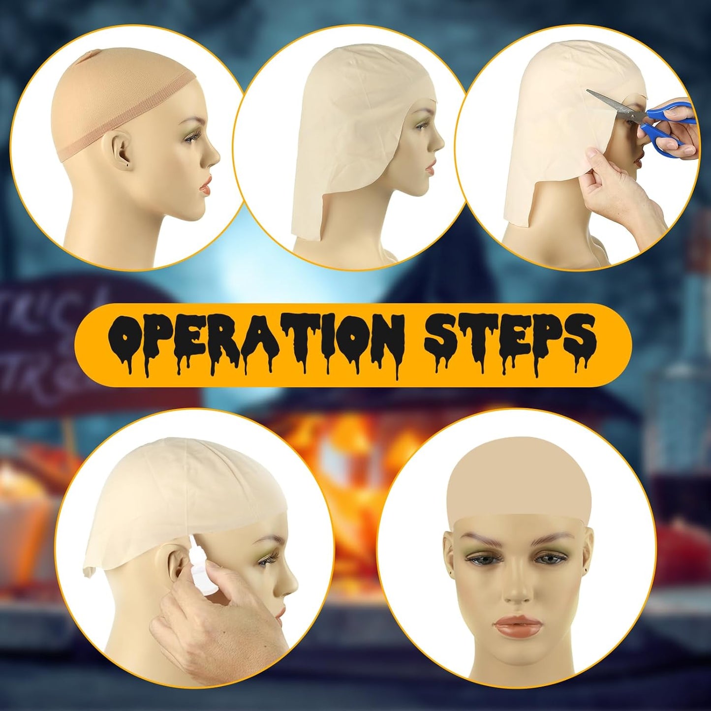 Bald Cap for Halloween | Latex Nylon Wig Cap for Adult Costume | 2/4/6 Pcs Set