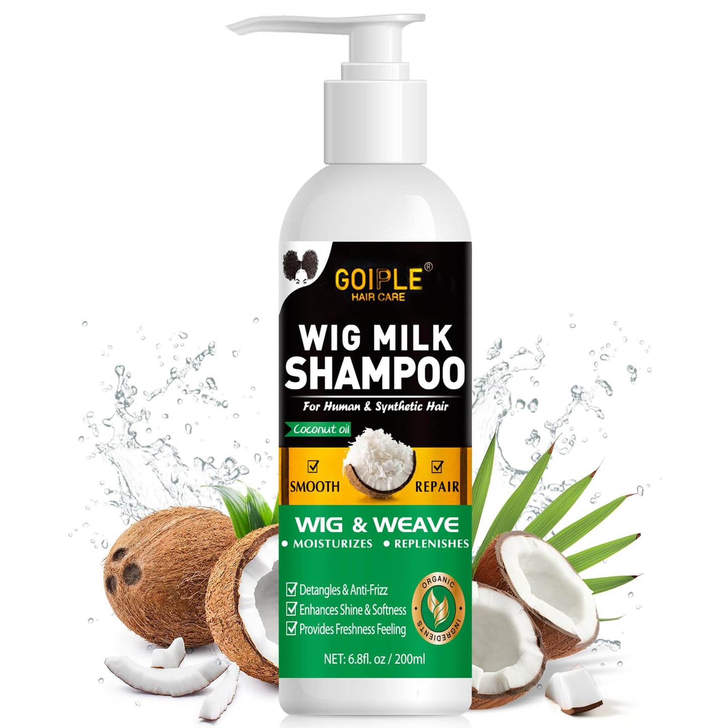 Wig Shampoo for Human & Synthetic Wigs Detangle and Anti-Frizz, Adds Body & Volume, Hydrates & Moisturizes, Promotes Silkiness & Shine, Easy Combing | Wig Shampoo for Synthetic Wigs Gently Cleanses