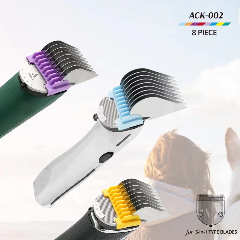 Animal Stainless Steel Clip Attachment Guide Comb Set for 5-in-1 Detachable Blade Pet, Dog and Cat Clippers (Not compatible with A5 style Detachable Blade)