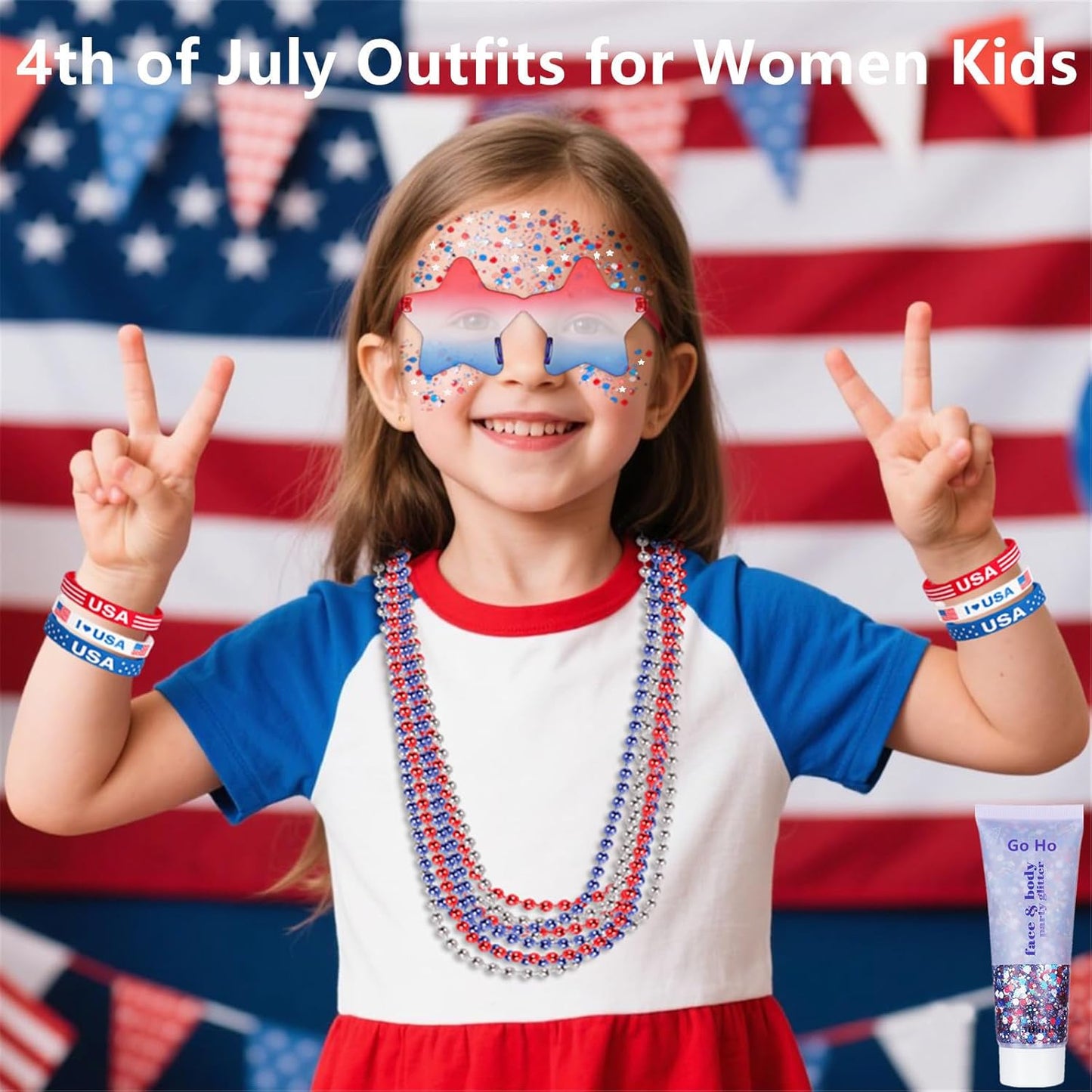 Red White and Blue Body Glitter - Patriotic USA Flag Face & Hair Glitter for 4th of July | Holographic Chunky Sequins