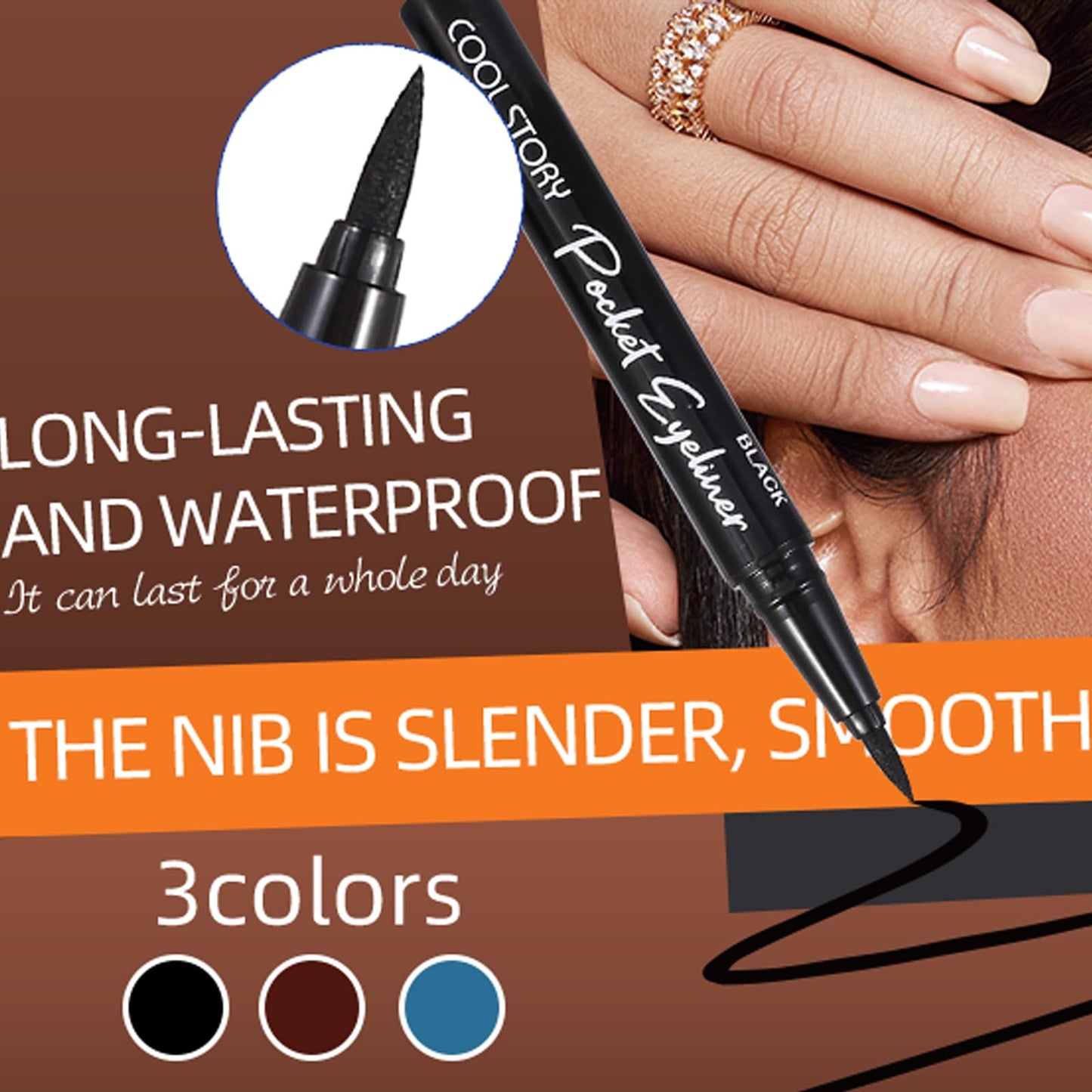 COOL STORY Black Liquid Eyeliner Pencil Eye Liner Pen – Waterproof & Smudge Resistant Long Lasting Makeup