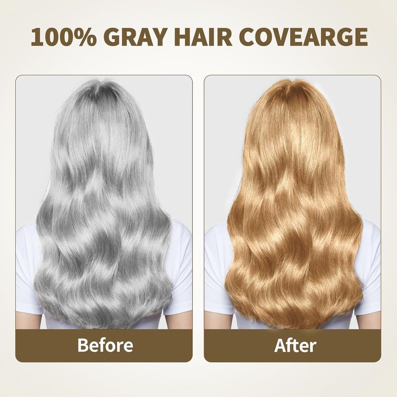 Luxury Blonde Hair Dye Shampoo - Herbal Gray Coverage, Ammonia & Paraben Free | 3-in-1 Formula for Men & Women