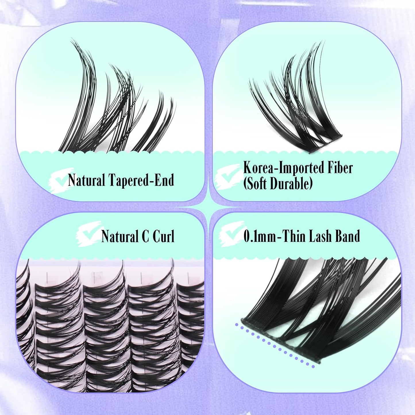 Flaunt Lash Clusters - Wispy Eyelash Extensions 8-18mm | C Curl, 144pcs Waterproof Individual Lashes