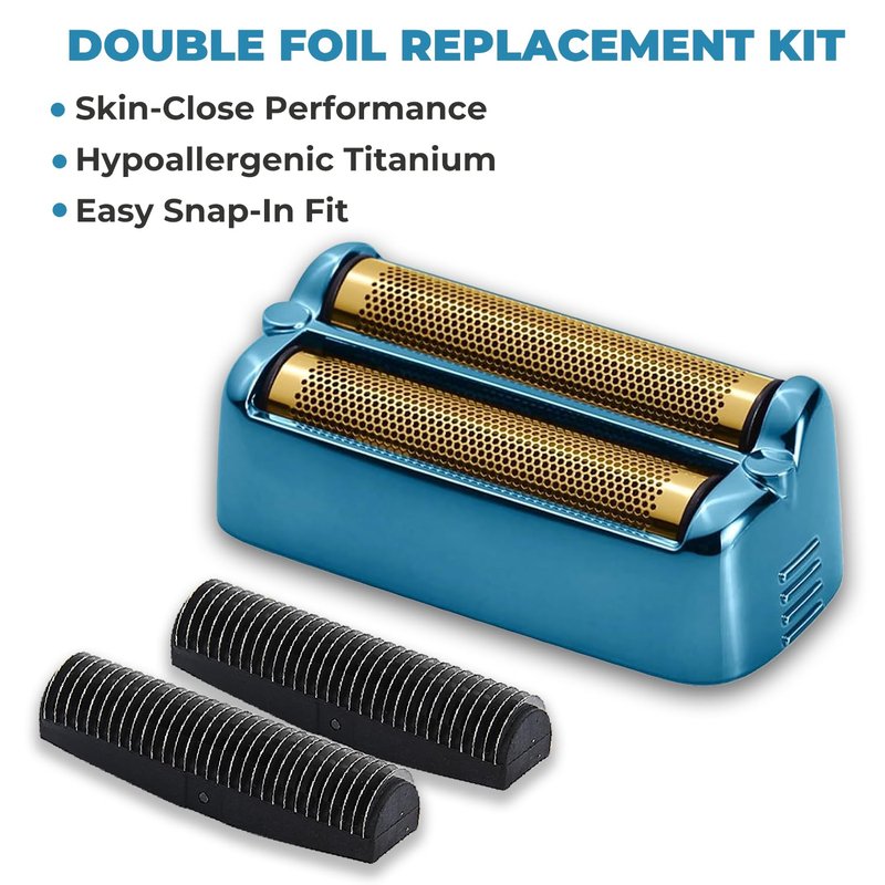 Shaver Replacement Foil and Cutter for BaBylissPRO FXONE Double Foil Stick Shaver，Hypoallergenic Extra-close Shaver Replacement Head (FX79RF2BL(BLUE)-1 Pack)