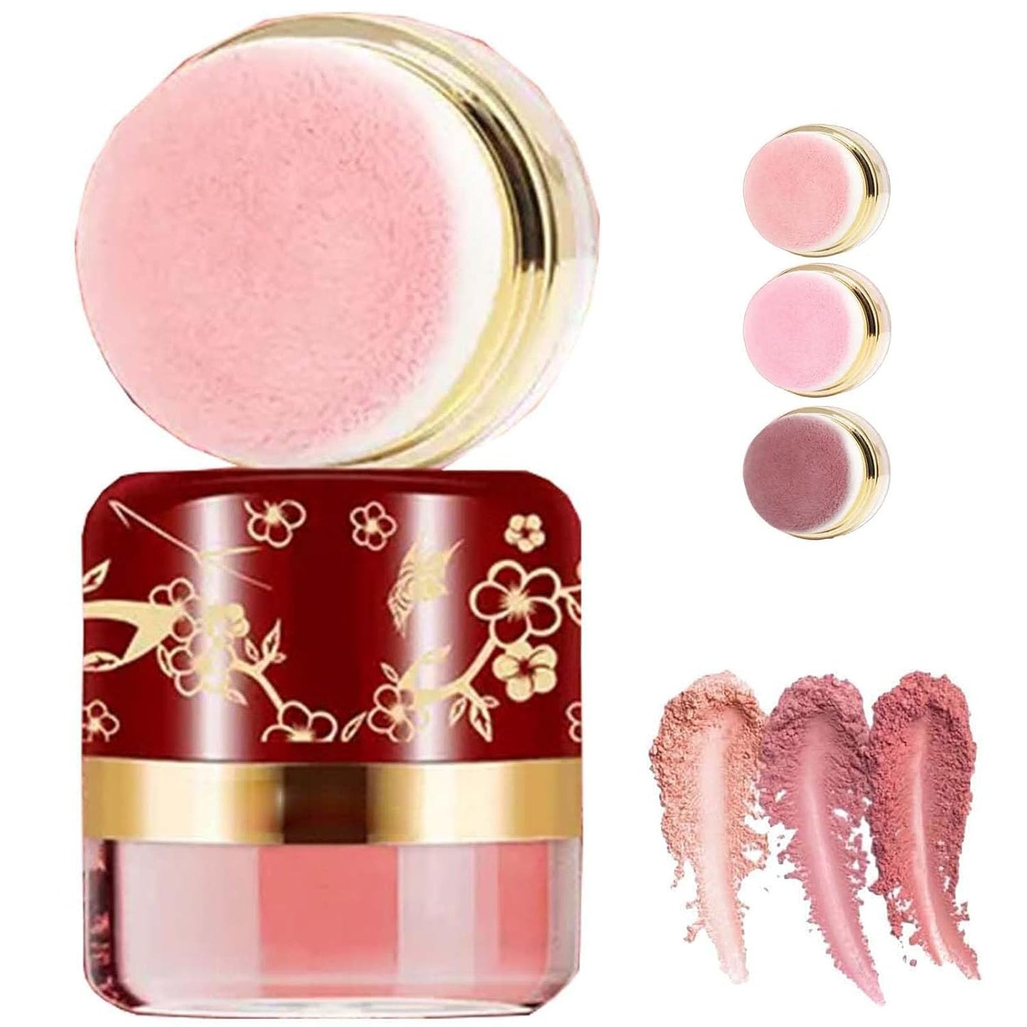 Effortless Radiance Blush Set - 3-Piece Makeup Kit with Built-In Mirror | Natural-Looking for All Skin Tones