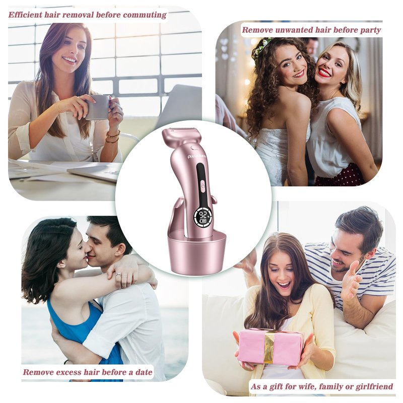 Electric Shaver for Women for Legs Bikini Trimmer Electric Razors for Women Underarm Public Hairs Rechargeable Womens Shaver Wet Dry Use Painless Cordless with Detachable Head (Pink)