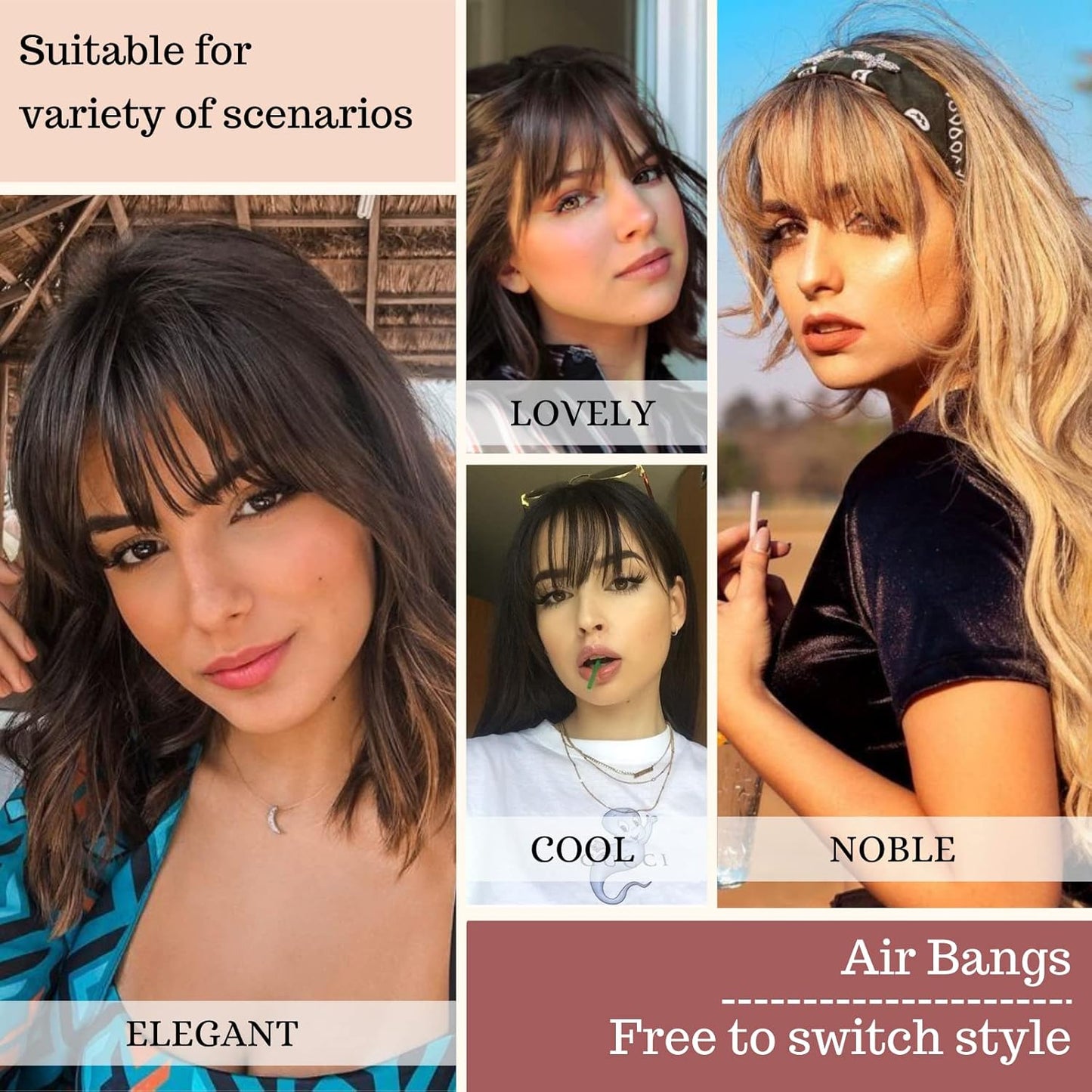 Bangs Hair Clip - 100% Real Human Hair Extensions | Natural Black Wispy Fringe for Women