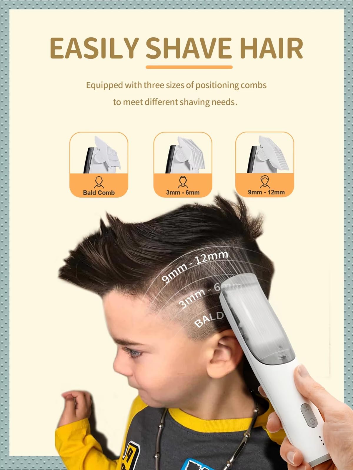 2-in-1 Vacuum Hair Clippers – Cordless Rechargeable Low Noise Hair Clipper for Kids, 2-Speed Powerful Suction Vacuum Hair Cutter, Waterproof Safe Blade Trimmer for Hair