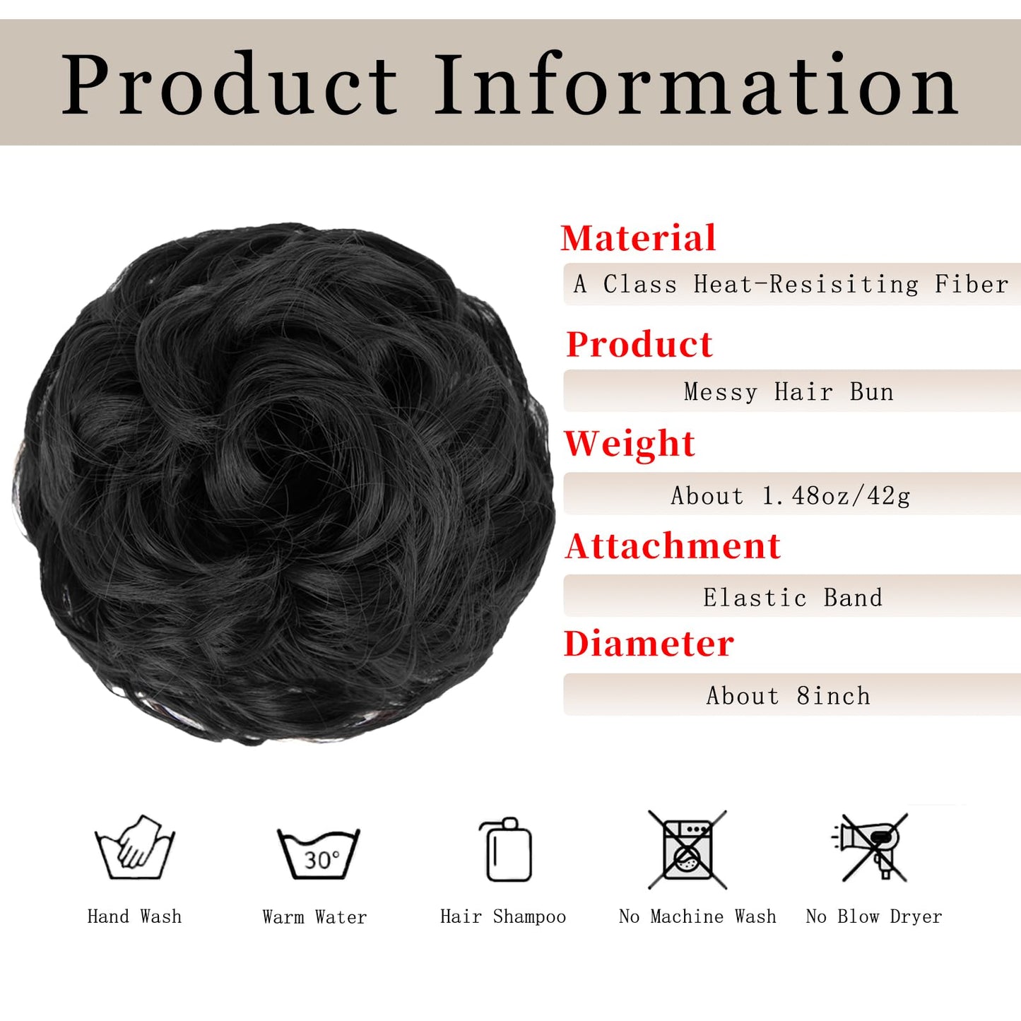 FAYDERS 1PCS Messy Bun Hair Piece Wavy Curly Thick Updo Hairpiece Synthetic Chignon Hair Bun Scrunchies Extension for Women