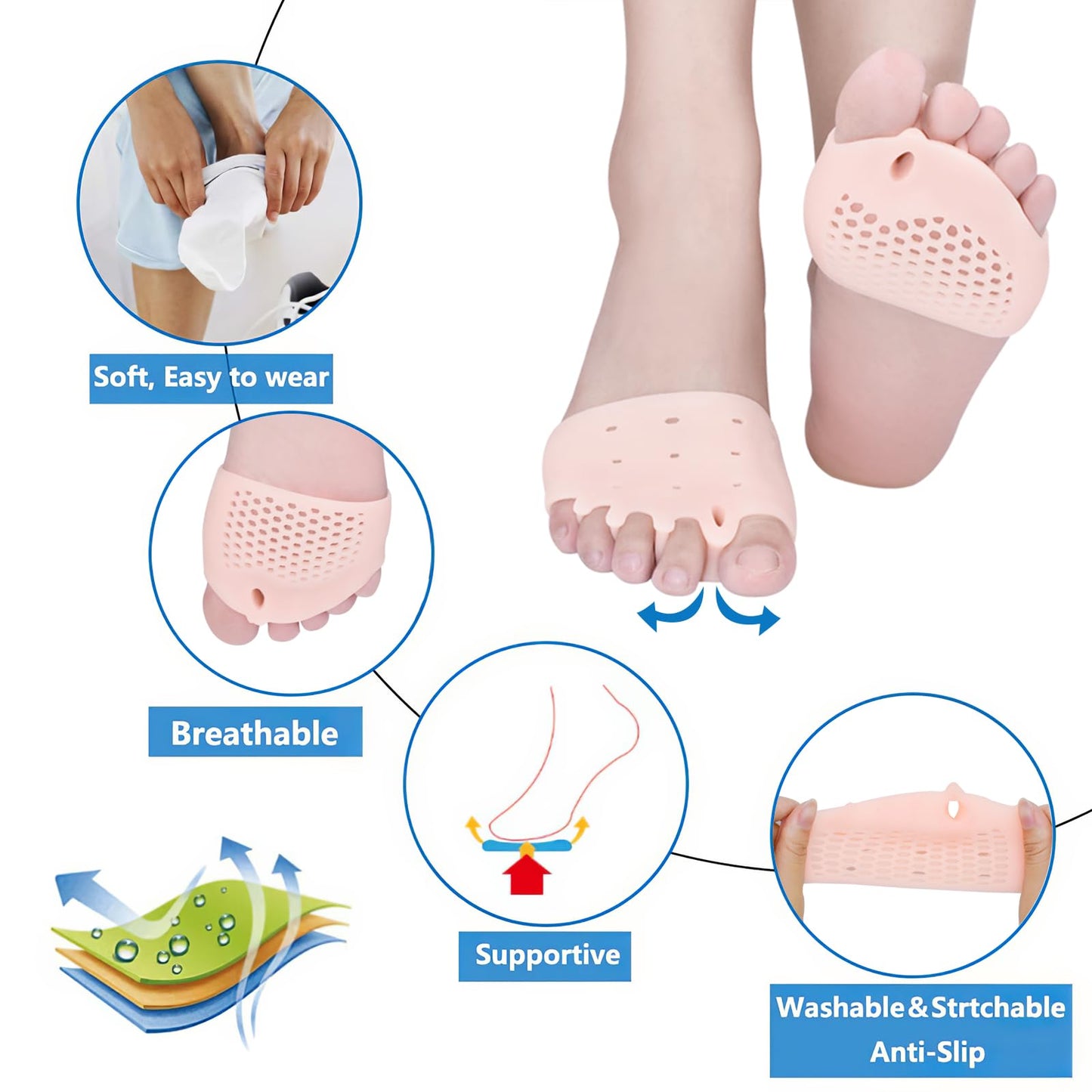 TASZOOS Toe Separators & Metatarsal Pads for Women & Men