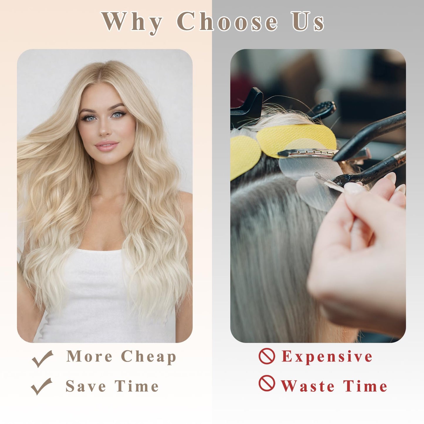 NAYOO Ombre Platinum Blonde Clip in Long Wavy Hair Extensions for Women 4PCS Curly Synthetic Thick Hairpieces with Fiber Double Weft Hair Full Head（20 inch, Ombre Platinum Blonde）