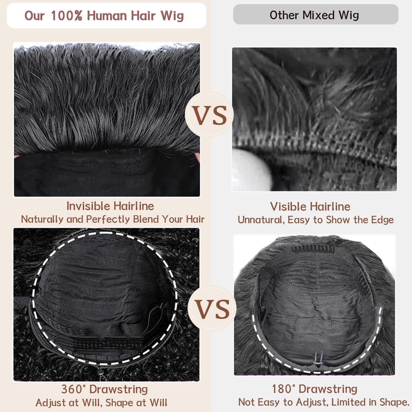 Burmese Curly Half Wig - 220% Density 100% Real Human Hair | Glueless 3-in-1 Headband Wig, 16 Inch
