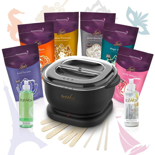 Italwax Brazilian Waxing Kit – Automatic Wax Warmer with Hard Wax Beads, No Temperature Control Needed, Easy-to-Clean Silicone Pot, Painless Hair Removal for Sensitive Skin, Face, Bikini & Body