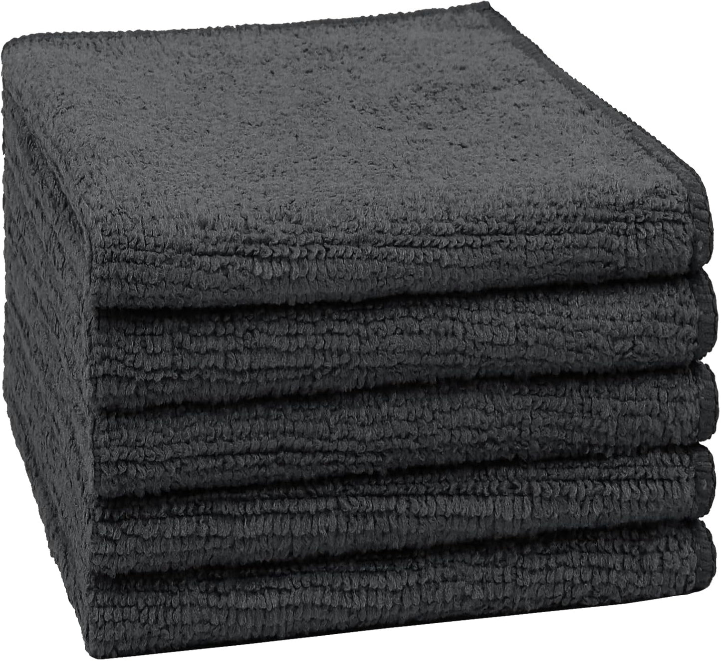 Microfiber Washcloths 20 Pack - Soft, Quick-Dry Face & Hand Towels for Travel, Gym, Spa | 11.5"x11.5", Black