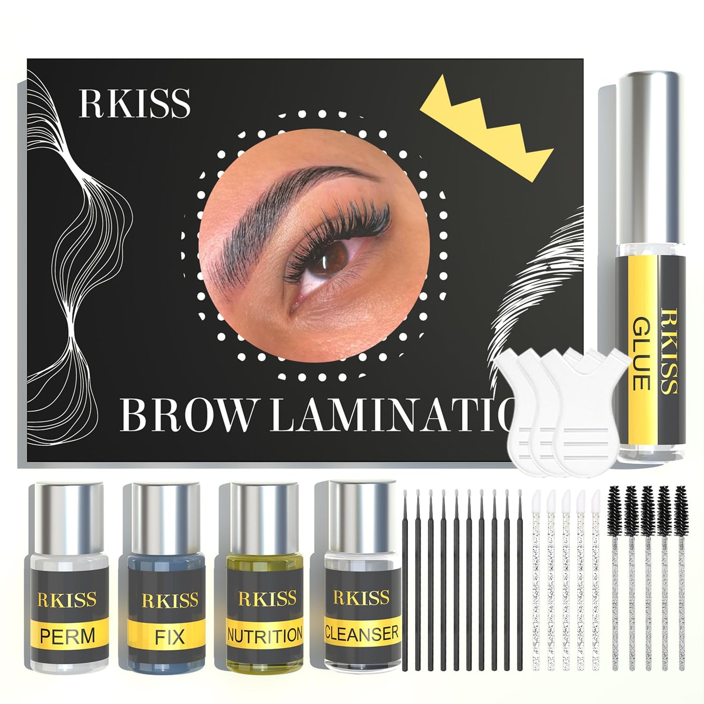 RKISSBEAUTY Eyebrow Lamination Kit at DIY or Salon Use Instant Brow Lamination for Fuller Brow Lift for Thicker Easy to Use