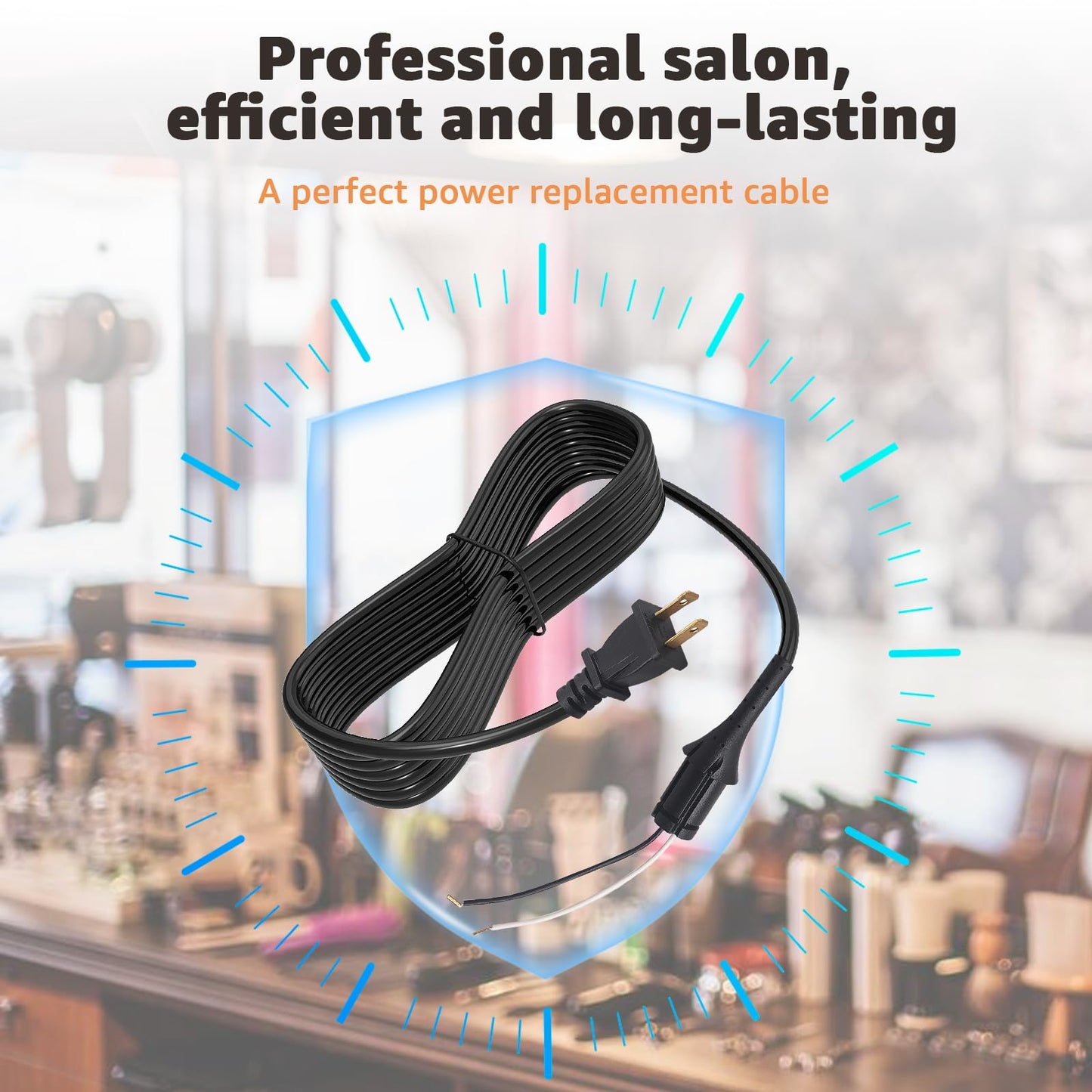 2-Wire Replacement Power Cord for Andis Master Clipper – 8 FT,Durable & Flexible – Professional Barber Clippers Cord