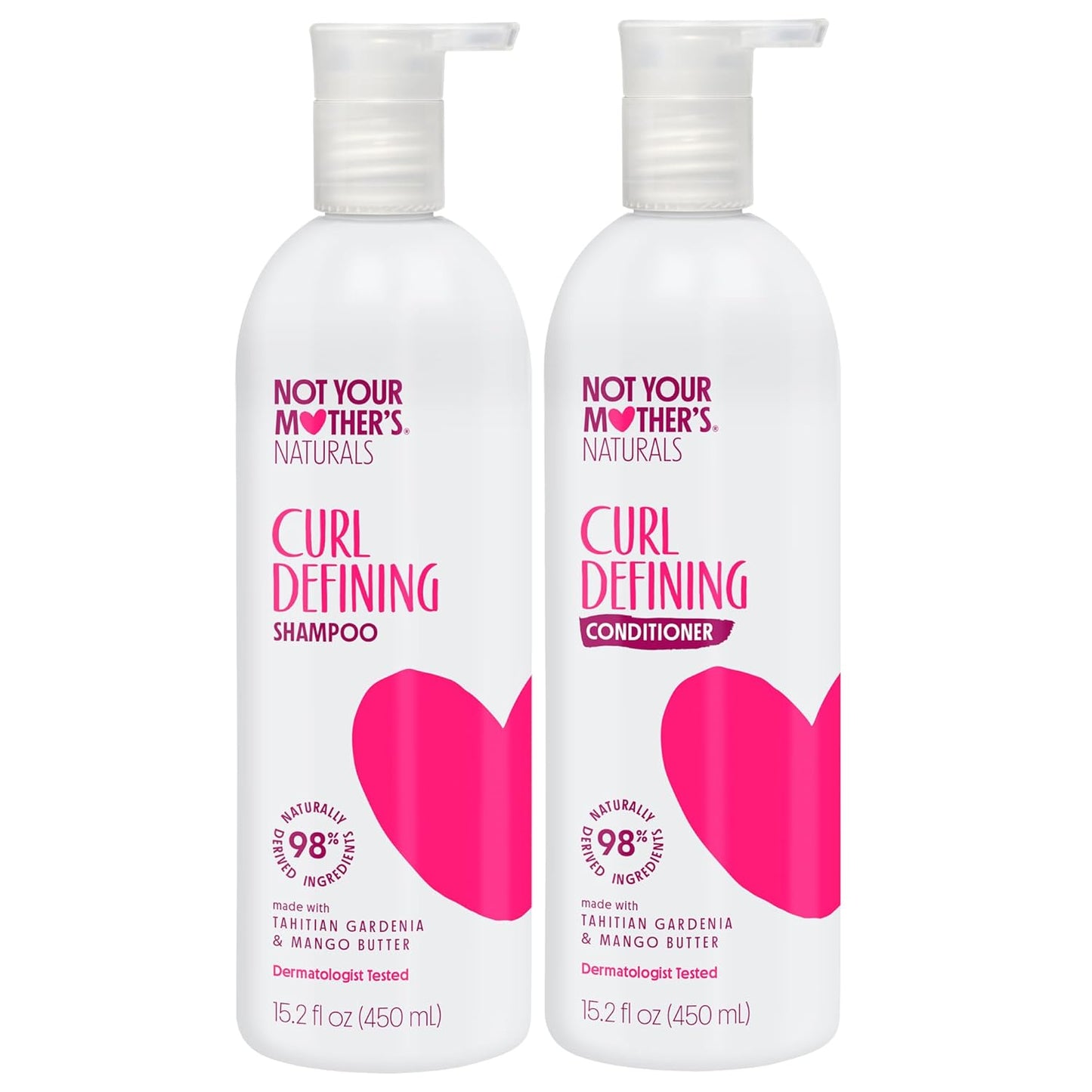Curl Defining Shampoo and Conditioner Set - 98% Naturally Derived | 15.2 fl oz (2 Pack) for All Curl Types