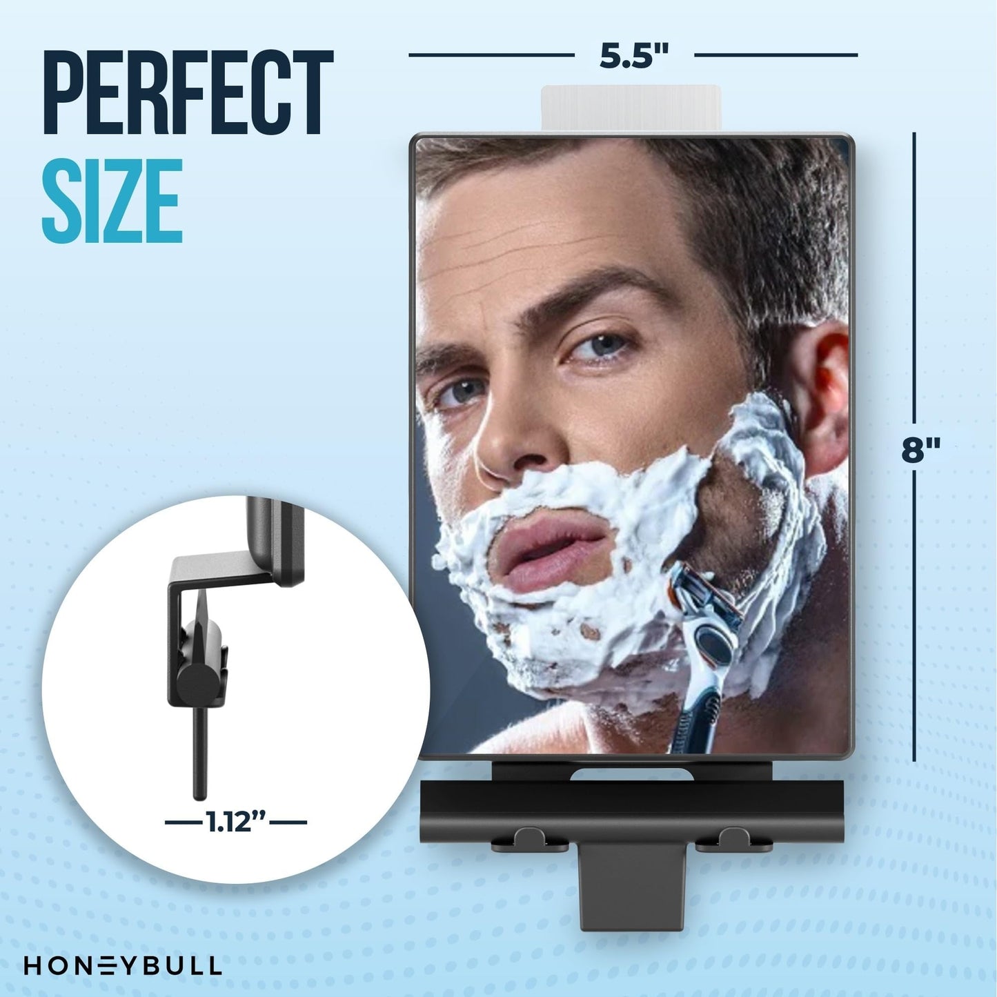 HONEYBULL Fogless Shower Mirror for Shaving with Water Tank, Adhesive Mount