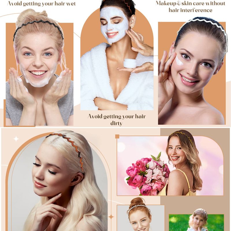 Zig Zag Headbands - Flexible Hairband for All Hair Types | No Headache Grip, Lightweight 90s Retro Style