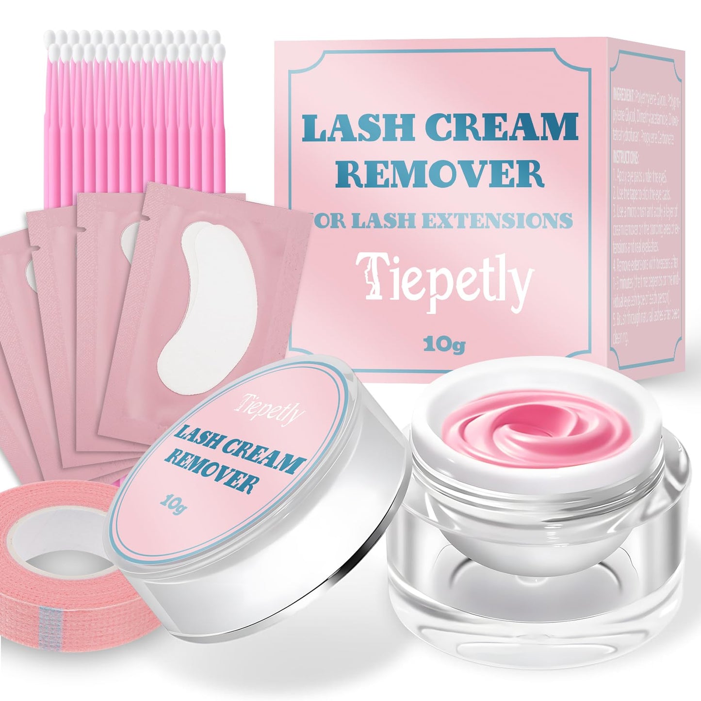 Tiepetly Eyelash Extension Remover 10g, Quick Dissolves Powerful Lash Extension Remover, Low Irritation, No Residual, for Professional or Salon Use