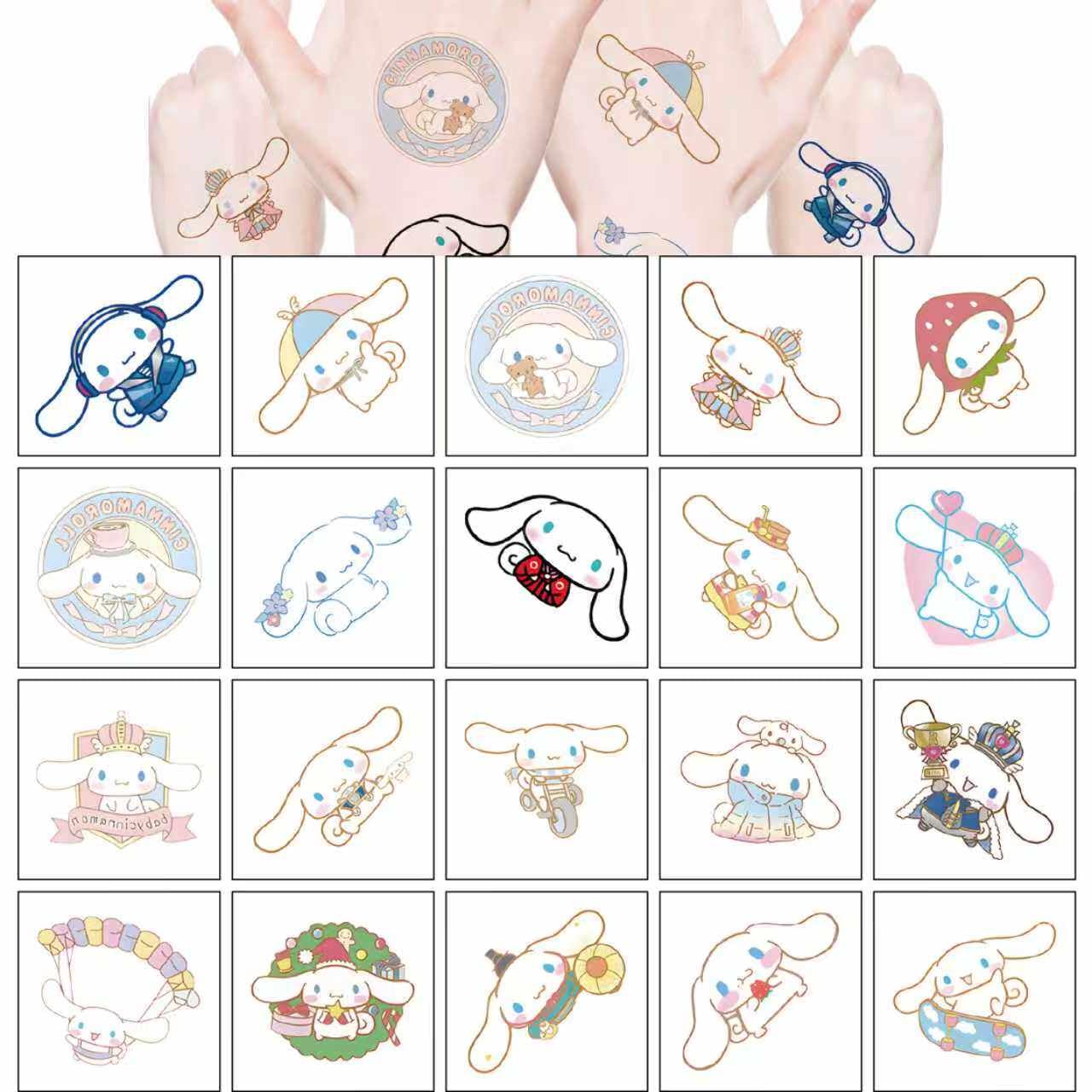 Cinnamoroll Temporary Tattoos - 20 Pcs Fun Party Favors | Birthday Decorations & Game Rewards