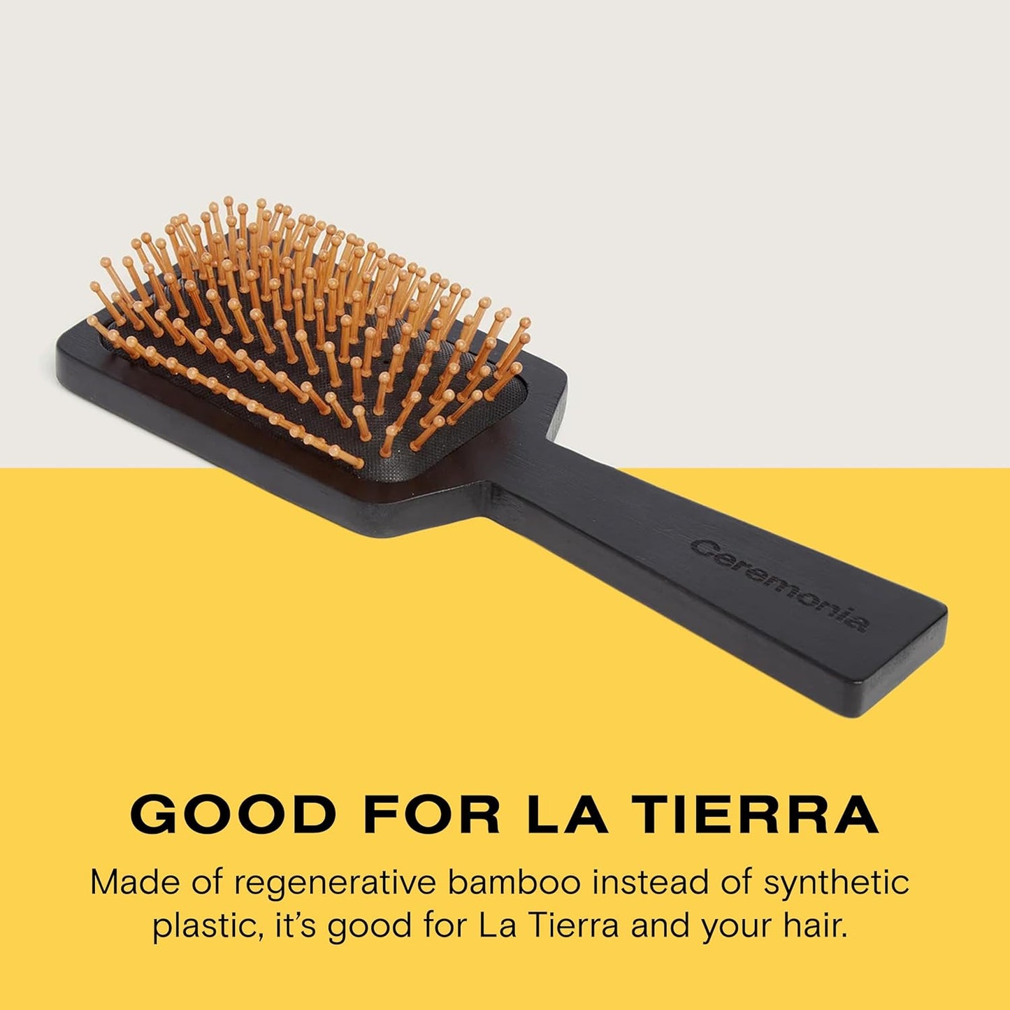 Ceremonia Bamboo Paddle Brush for Thick Hair - Eco-Friendly Detangling & Scalp Stimulation