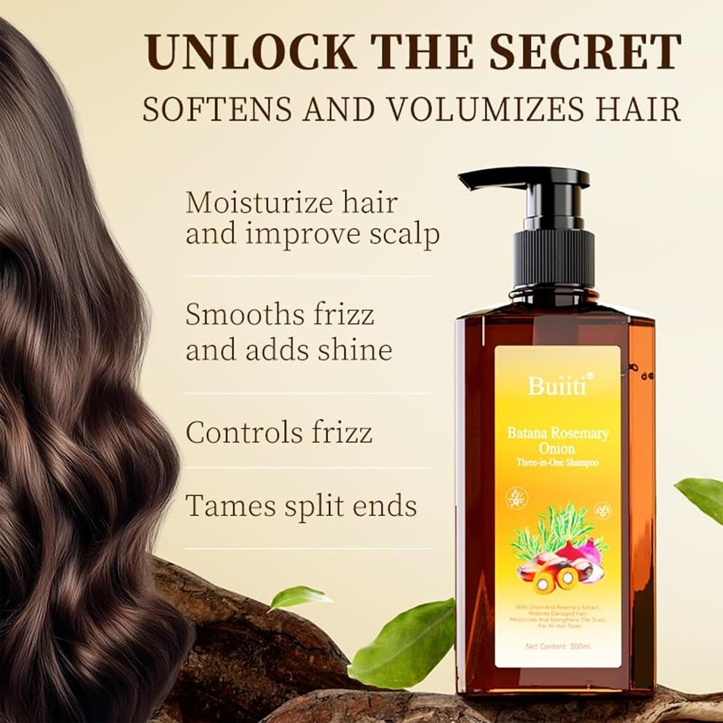 Batana Oil Shampoo for Hair Growth - Rosemary & Onion Infused, Anti-Hair Loss Treatment, 10.14 fl oz (2PCS)