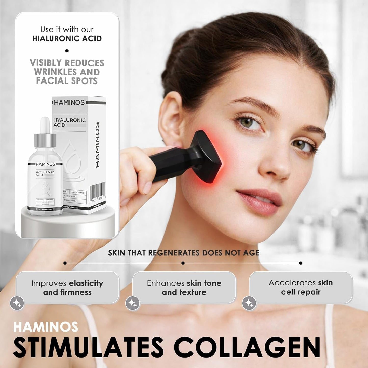 Derma Stamp 0.25 mm for Scalp & Skin | 4-in-1 Microneedling Tool with Red Light Therapy & Vibration