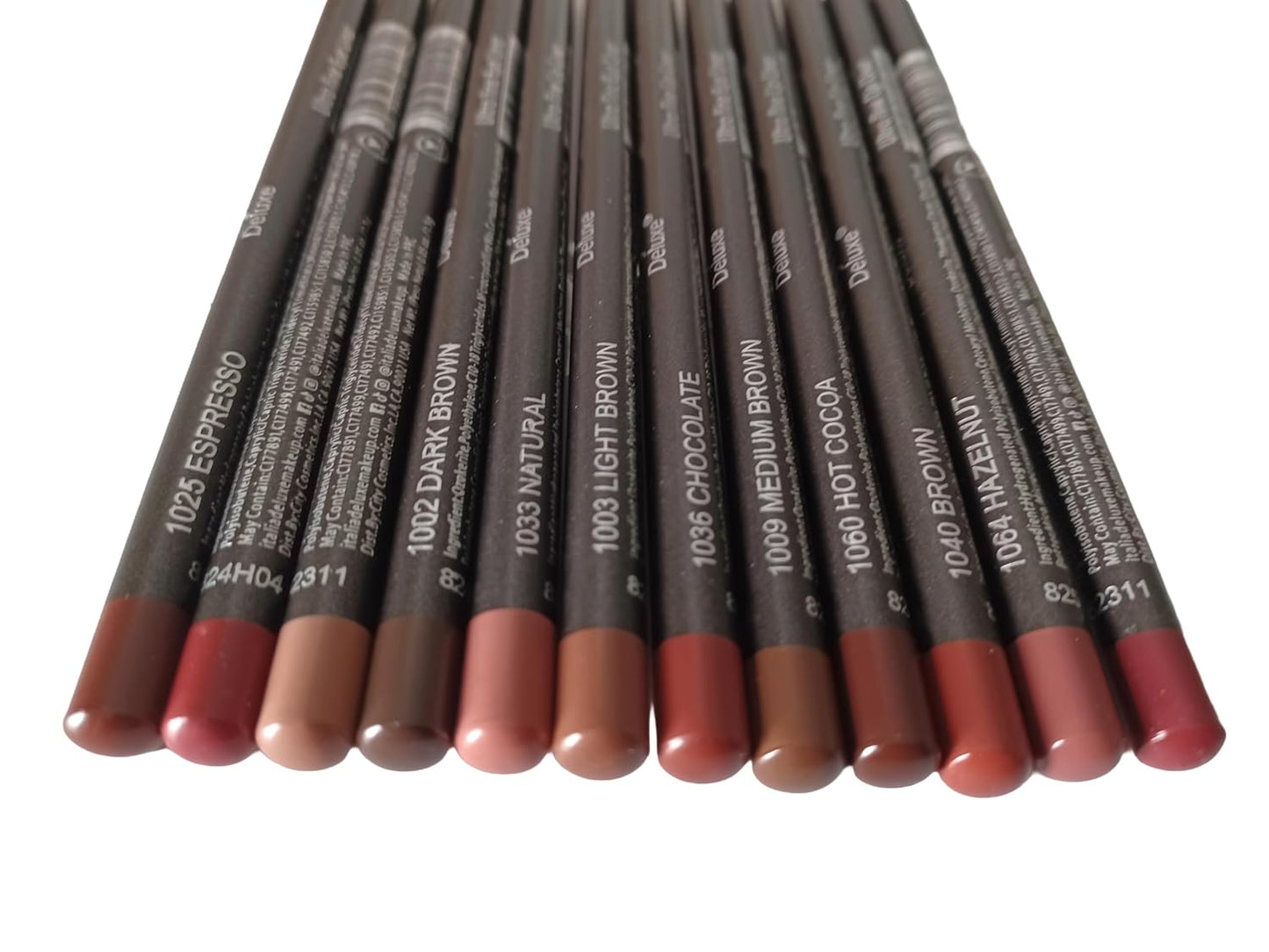 Ultra Fine Lip & Eye Liner Set - 12pc Brown Makeup Collection