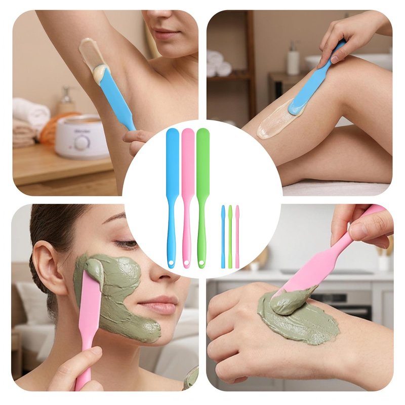 6Pcs Silicone Wax Stick, Silicone Stirring Stick Non-Stick Wax Spatulas Set, Reusable Hard Scraper Applicator, Spatula Hair Removal Sticks for Beauty Cosmetics Home Salon Body Use