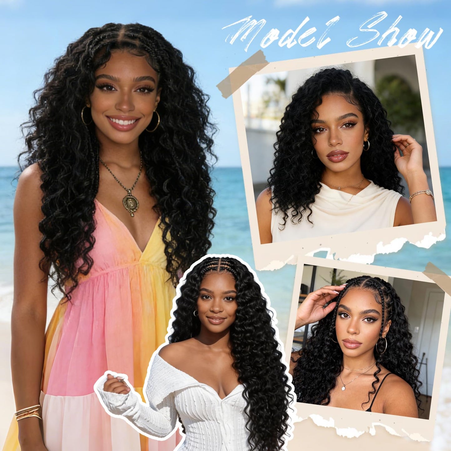 Human Crochet Hair for Black Women 20Inch 120g Pre Separated Deep Wave Hair